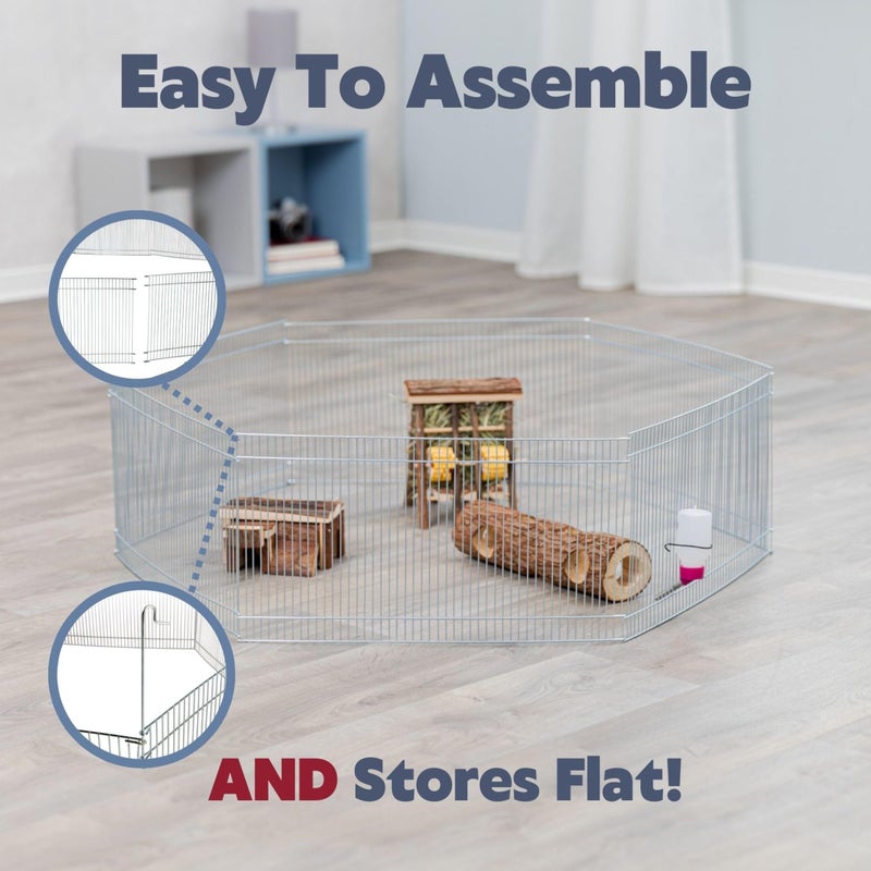 TRIXIE Small Animal Indoor Wire Playpen, Portable Hamster Exercise Pen, 10" Tall - Image 2